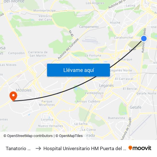 Tanatorio Sur to Hospital Universitario HM Puerta del Sur map