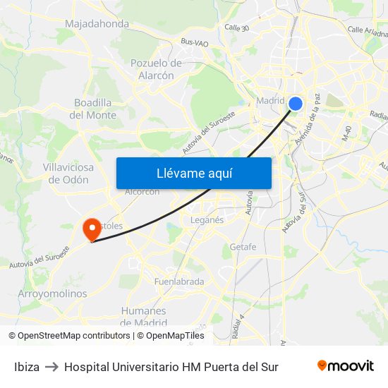 Ibiza to Hospital Universitario HM Puerta del Sur map