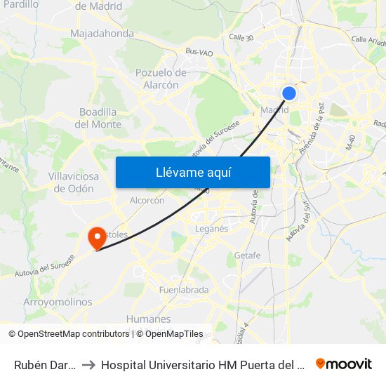 Rubén Darío to Hospital Universitario HM Puerta del Sur map