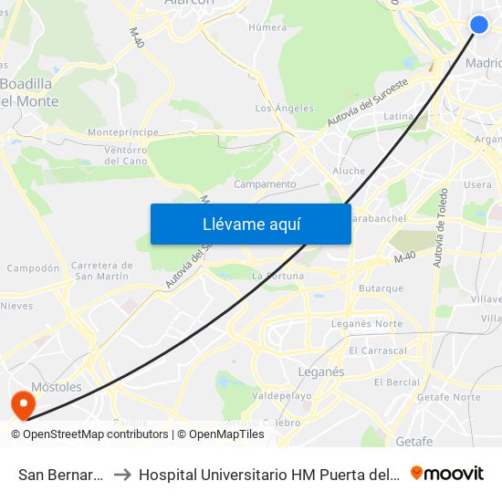 San Bernardo to Hospital Universitario HM Puerta del Sur map