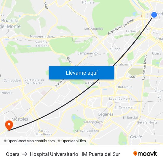 Ópera to Hospital Universitario HM Puerta del Sur map