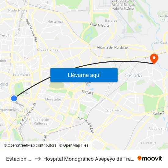 Estación De Atocha to Hospital Monográfico Asepeyo de Traumat. Cirugía y Rehabilitación map