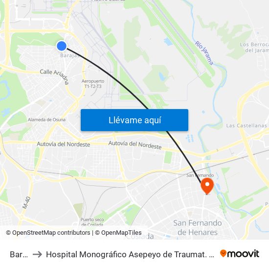 Barajas to Hospital Monográfico Asepeyo de Traumat. Cirugía y Rehabilitación map