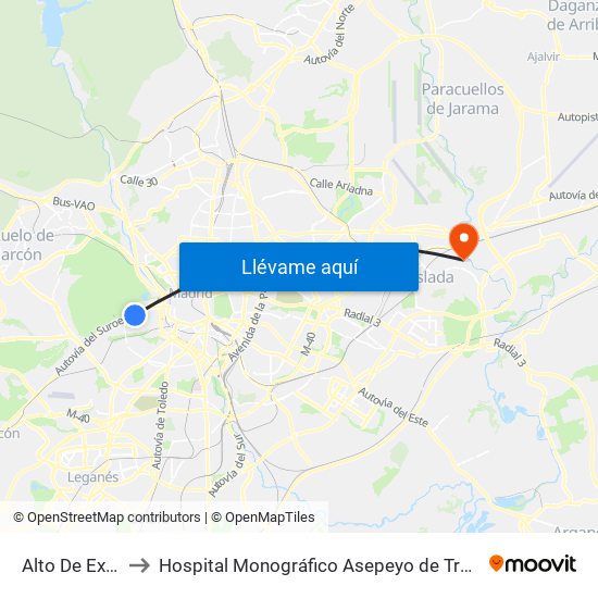 Alto De Extremadura to Hospital Monográfico Asepeyo de Traumat. Cirugía y Rehabilitación map