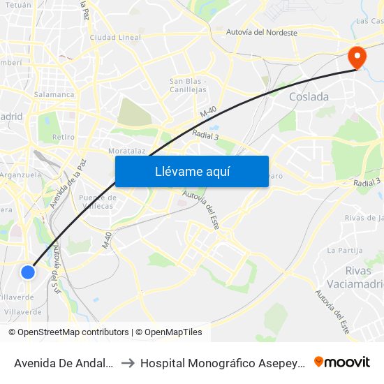 Avenida De Andalucía - Centro Comercial to Hospital Monográfico Asepeyo de Traumat. Cirugía y Rehabilitación map