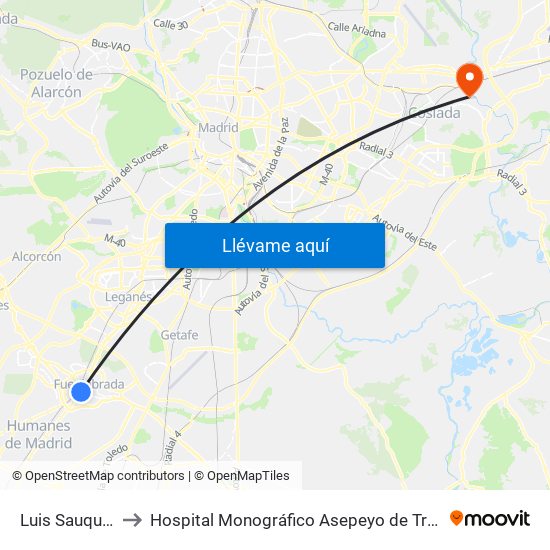Luis Sauquillo - Grecia to Hospital Monográfico Asepeyo de Traumat. Cirugía y Rehabilitación map