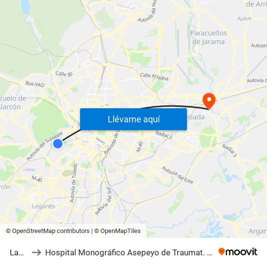 Laguna to Hospital Monográfico Asepeyo de Traumat. Cirugía y Rehabilitación map