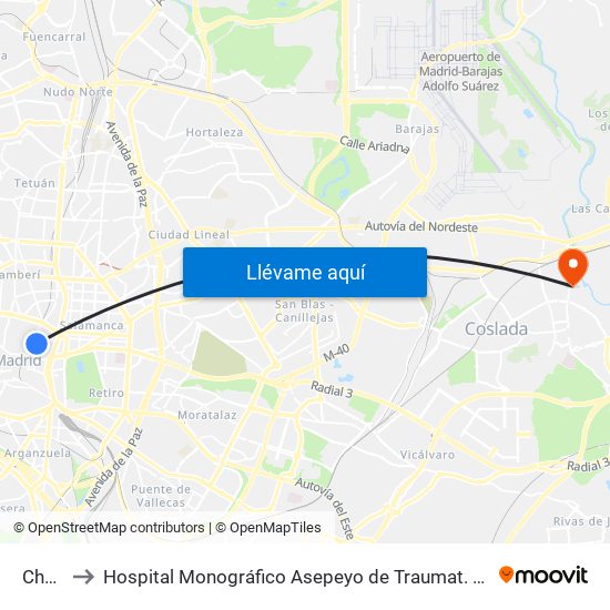 Chueca to Hospital Monográfico Asepeyo de Traumat. Cirugía y Rehabilitación map