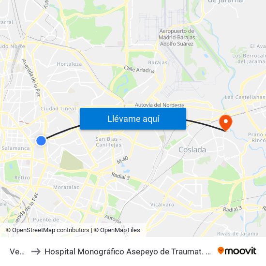 Ventas to Hospital Monográfico Asepeyo de Traumat. Cirugía y Rehabilitación map