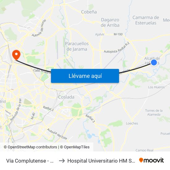 Vía Complutense - Brihuega to Hospital Universitario HM Sanchinarro map