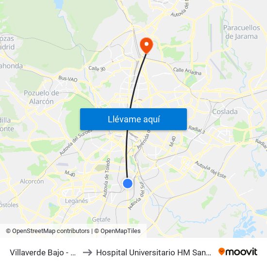Villaverde Bajo - Cruce to Hospital Universitario HM Sanchinarro map