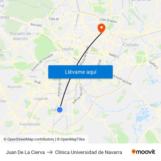 Juan De La Cierva to Clínica Universidad de Navarra map