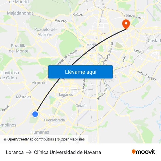 Loranca to Clínica Universidad de Navarra map
