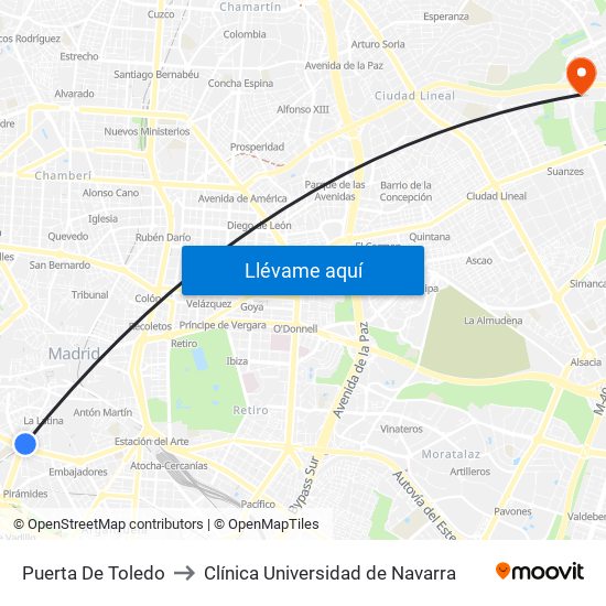 Puerta De Toledo to Clínica Universidad de Navarra map