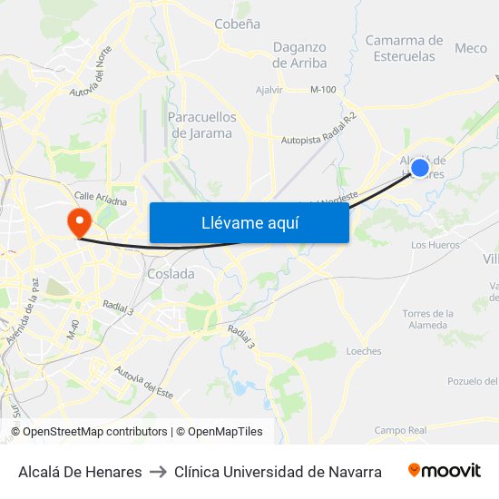 Alcalá De Henares to Clínica Universidad de Navarra map