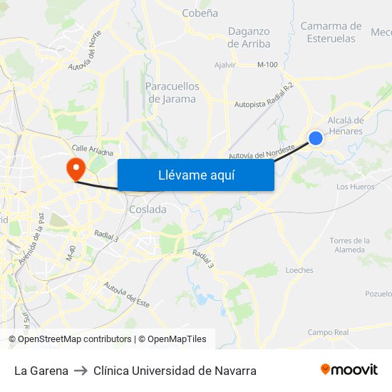 La Garena to Clínica Universidad de Navarra map