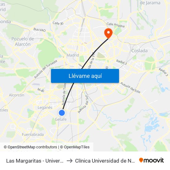 Las Margaritas - Universidad to Clínica Universidad de Navarra map