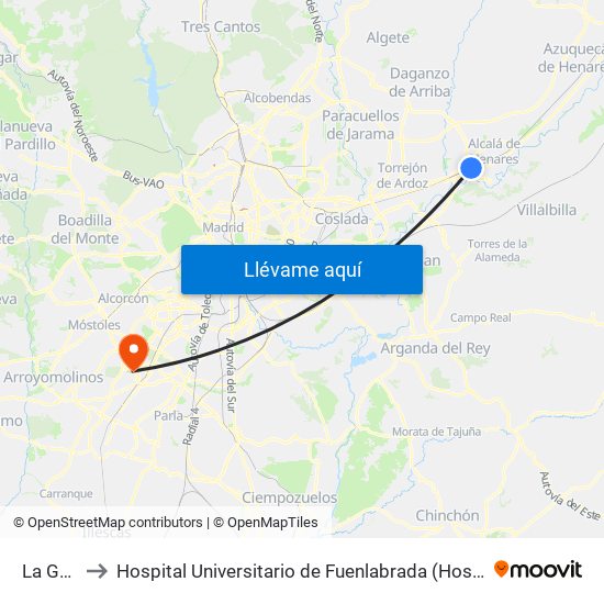 La Garena to Hospital Universitario de Fuenlabrada (Hospital Univ. de Fuenlabra) map