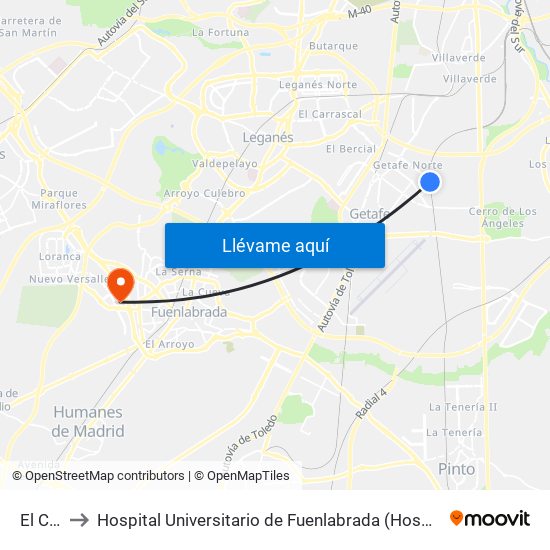 El Casar to Hospital Universitario de Fuenlabrada (Hospital Univ. de Fuenlabra) map