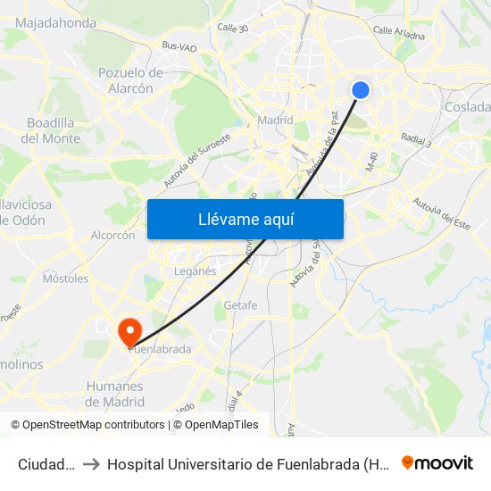 Ciudad Lineal to Hospital Universitario de Fuenlabrada (Hospital Univ. de Fuenlabra) map