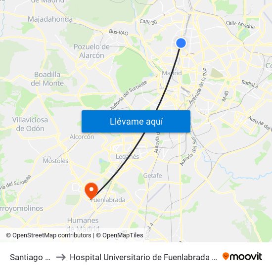 Santiago Bernabéu to Hospital Universitario de Fuenlabrada (Hospital Univ. de Fuenlabra) map