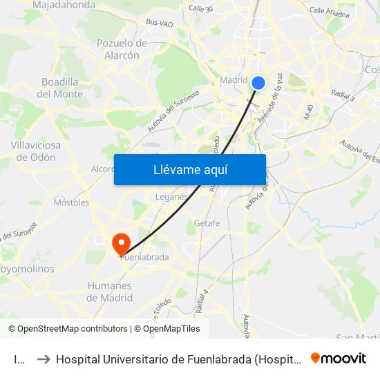 Ibiza to Hospital Universitario de Fuenlabrada (Hospital Univ. de Fuenlabra) map