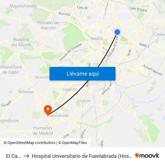El Carmen to Hospital Universitario de Fuenlabrada (Hospital Univ. de Fuenlabra) map