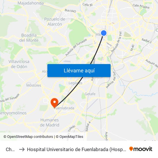 Chueca to Hospital Universitario de Fuenlabrada (Hospital Univ. de Fuenlabra) map