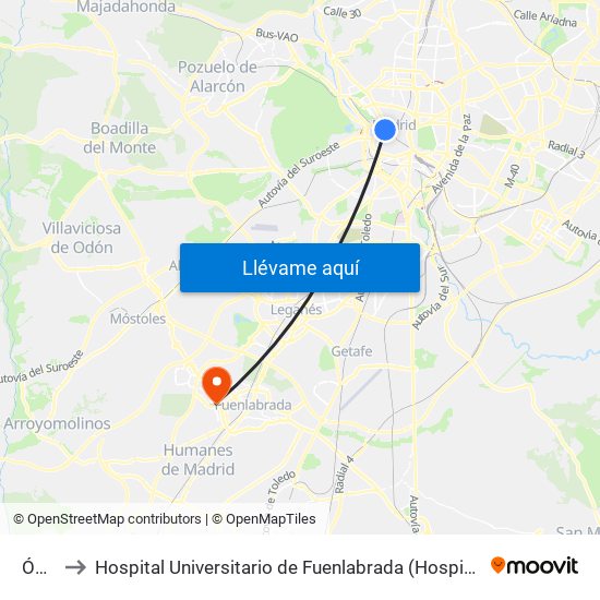 Ópera to Hospital Universitario de Fuenlabrada (Hospital Univ. de Fuenlabra) map