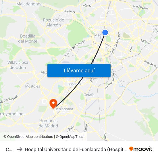Colón to Hospital Universitario de Fuenlabrada (Hospital Univ. de Fuenlabra) map