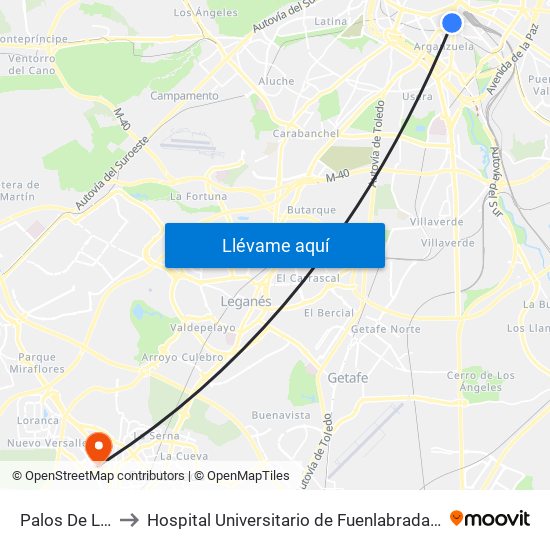 Palos De La Frontera to Hospital Universitario de Fuenlabrada (Hospital Univ. de Fuenlabra) map