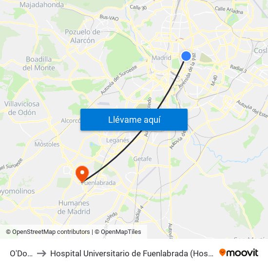 O'Donnell to Hospital Universitario de Fuenlabrada (Hospital Univ. de Fuenlabra) map