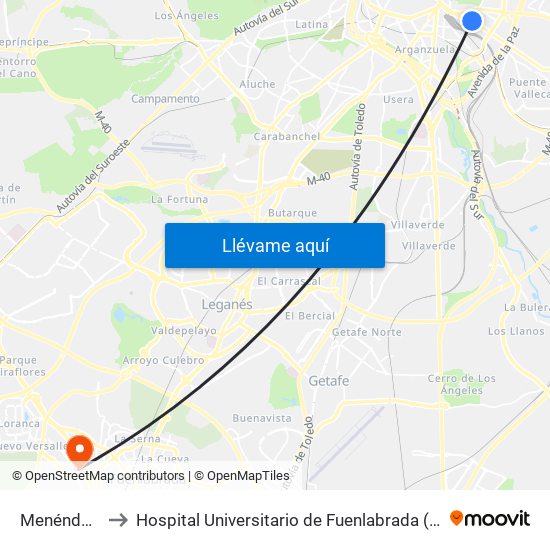 Menéndez Pelayo to Hospital Universitario de Fuenlabrada (Hospital Univ. de Fuenlabra) map