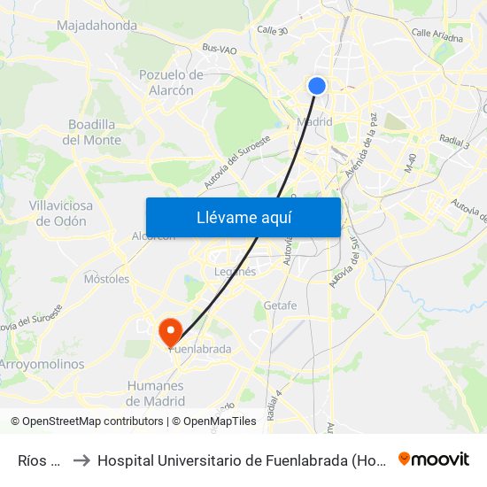 Ríos Rosas to Hospital Universitario de Fuenlabrada (Hospital Univ. de Fuenlabra) map