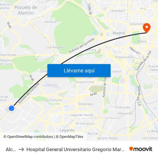 Alcorcón to Hospital General Universitario Gregorio Marañón (Hosp. Gen. Uni. Gregorio Marañón) map