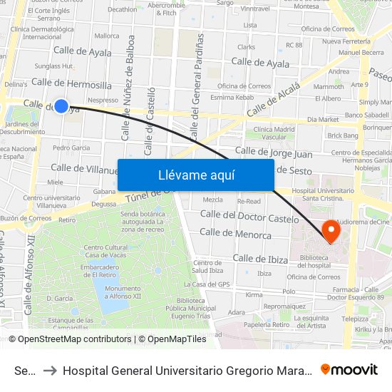 Serrano to Hospital General Universitario Gregorio Marañón (Hosp. Gen. Uni. Gregorio Marañón) map