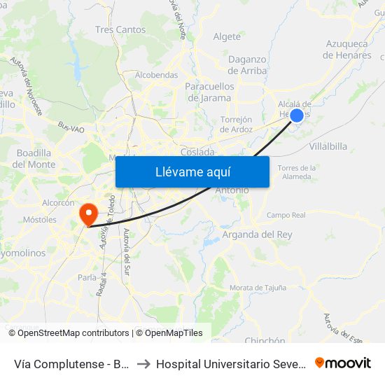 Vía Complutense - Brihuega to Hospital Universitario Severo Ochoa map