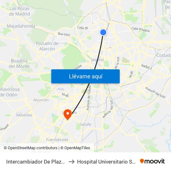 Intercambiador De Plaza De Castilla to Hospital Universitario Severo Ochoa map
