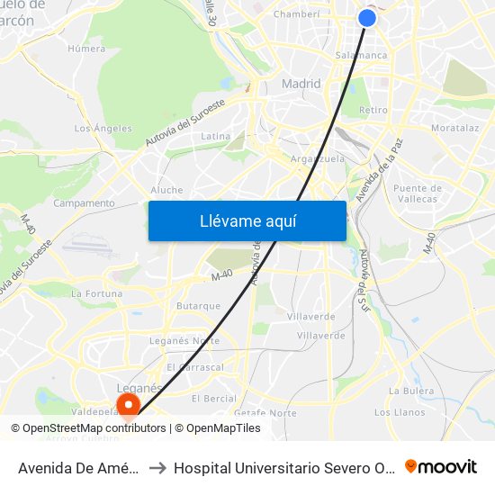 Avenida De América to Hospital Universitario Severo Ochoa map