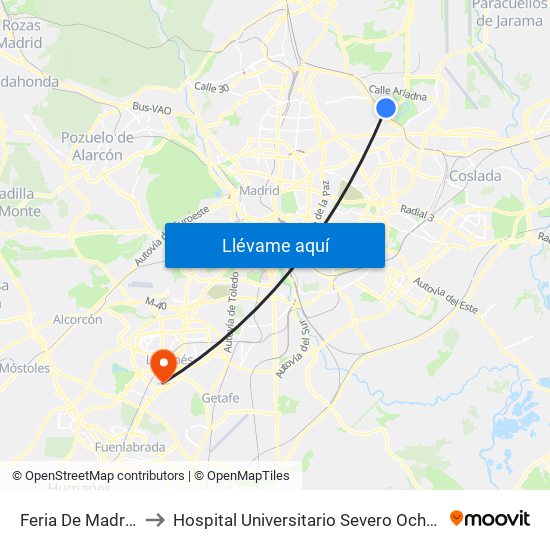 Feria De Madrid to Hospital Universitario Severo Ochoa map