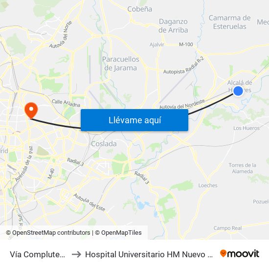 Vía Complutense - Pintor Picasso to Hospital Universitario HM Nuevo Belén (Clínica Maternidad Ntra. Sra. Belén) map