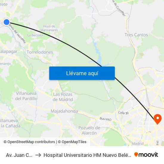 Av. Juan Carlos I - Zoco to Hospital Universitario HM Nuevo Belén (Clínica Maternidad Ntra. Sra. Belén) map