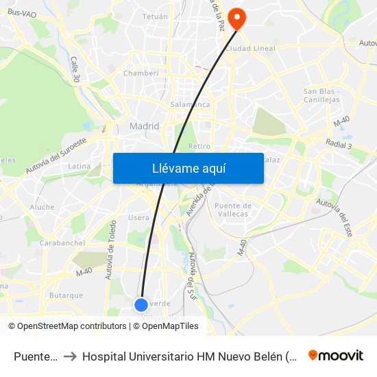 Puente Alcocer to Hospital Universitario HM Nuevo Belén (Clínica Maternidad Ntra. Sra. Belén) map