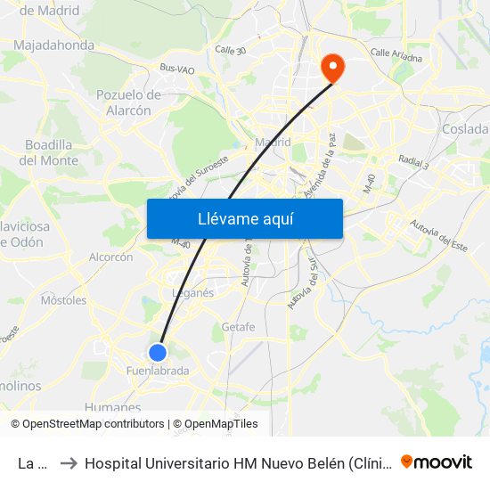 La Serna to Hospital Universitario HM Nuevo Belén (Clínica Maternidad Ntra. Sra. Belén) map