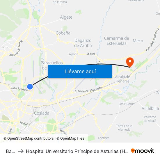 Barajas to Hospital Universitario Príncipe de Asturias (Hospital Univ. Príncipe de Asturias) map