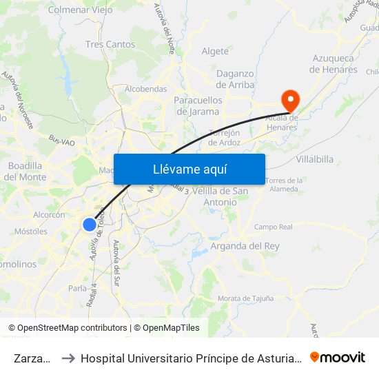 Zarzaquemada to Hospital Universitario Príncipe de Asturias (Hospital Univ. Príncipe de Asturias) map