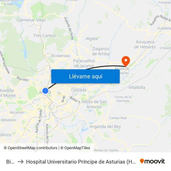 Bilbao to Hospital Universitario Príncipe de Asturias (Hospital Univ. Príncipe de Asturias) map