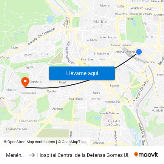 Menéndez Pelayo to Hospital Central de la Defensa Gomez Ulla (Hosp. Ctl. de la Defensa Gómez Ulla) map