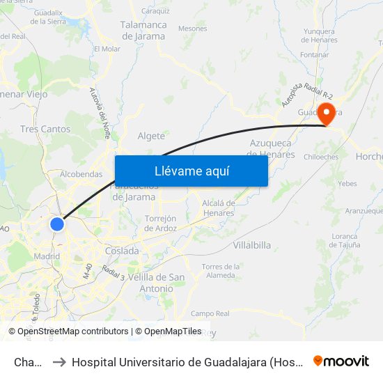 Chamartín to Hospital Universitario de Guadalajara (Hosp. Universitario de Guadalajara) map