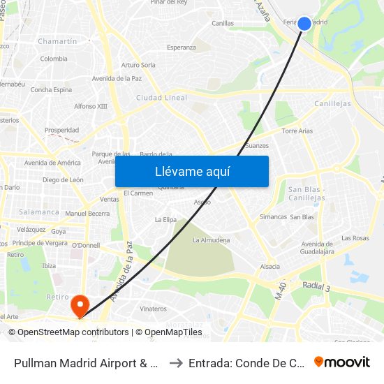 Pullman Madrid Airport & Feria to Entrada: Conde De Casal map